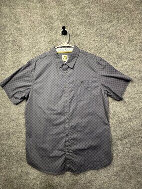 Voyager Button Up Shirt Men's Large Cotton Blend Adults Short Sleeve
